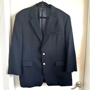 Chaps 2-Button 100% Wool Navy Blazer with Gold Buttons Size 46 R